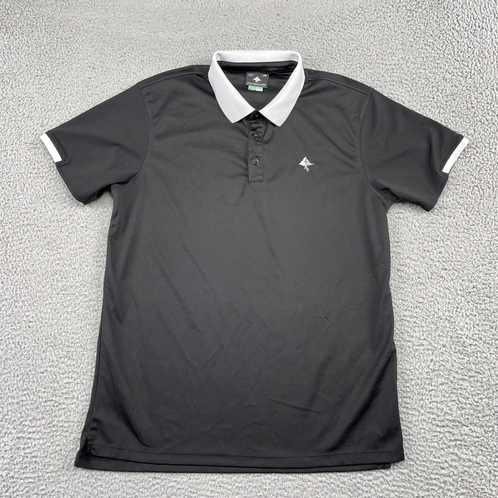 LRG Polo Shirt Mens Large Black White Collar Short Sleeve Tree Logo Casual